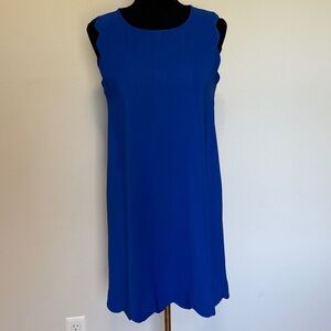 Sleeveless Cobalt Blue Scallop-Hem Mini Dress